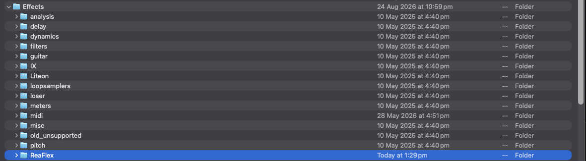 ReaFlex JSFX file inside the REAPER Effects ReaFlex folder